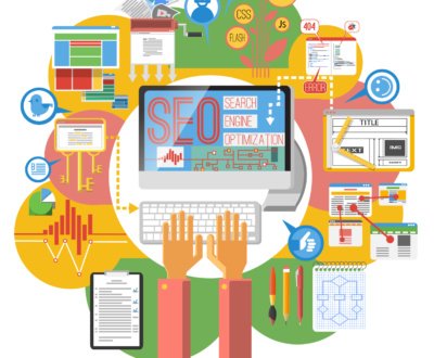 Seo concept computer poster optimizing your website’s technical structure